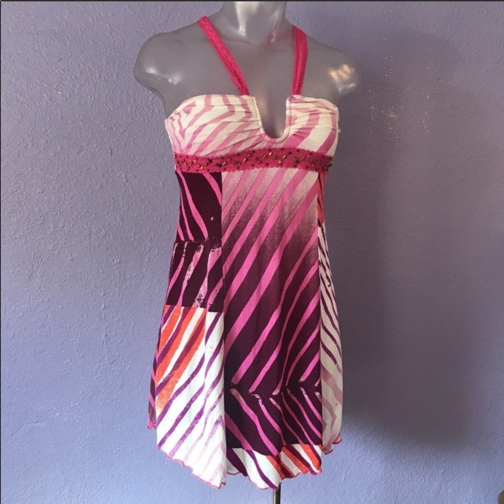 Free People NWT Berry Combo Jersey Mini Dress XS